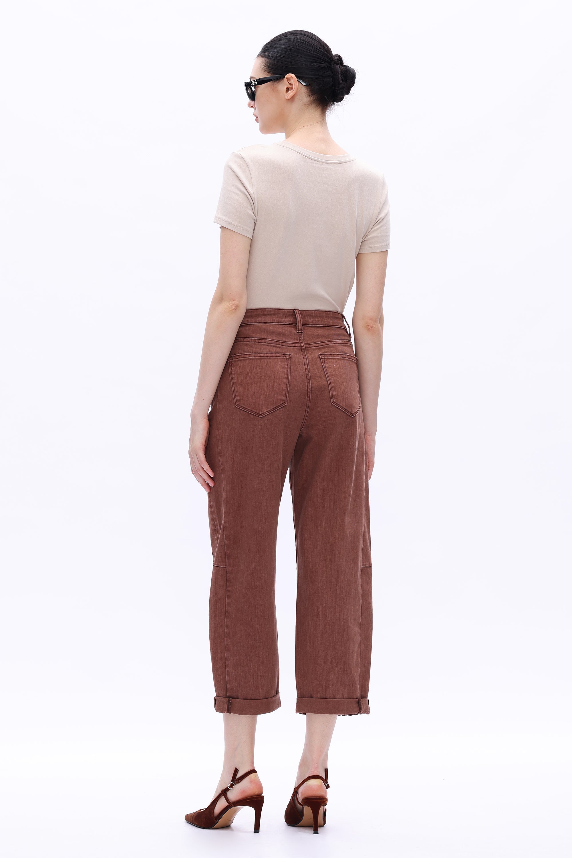 Espresso High Rise Rolled Barrel Jean