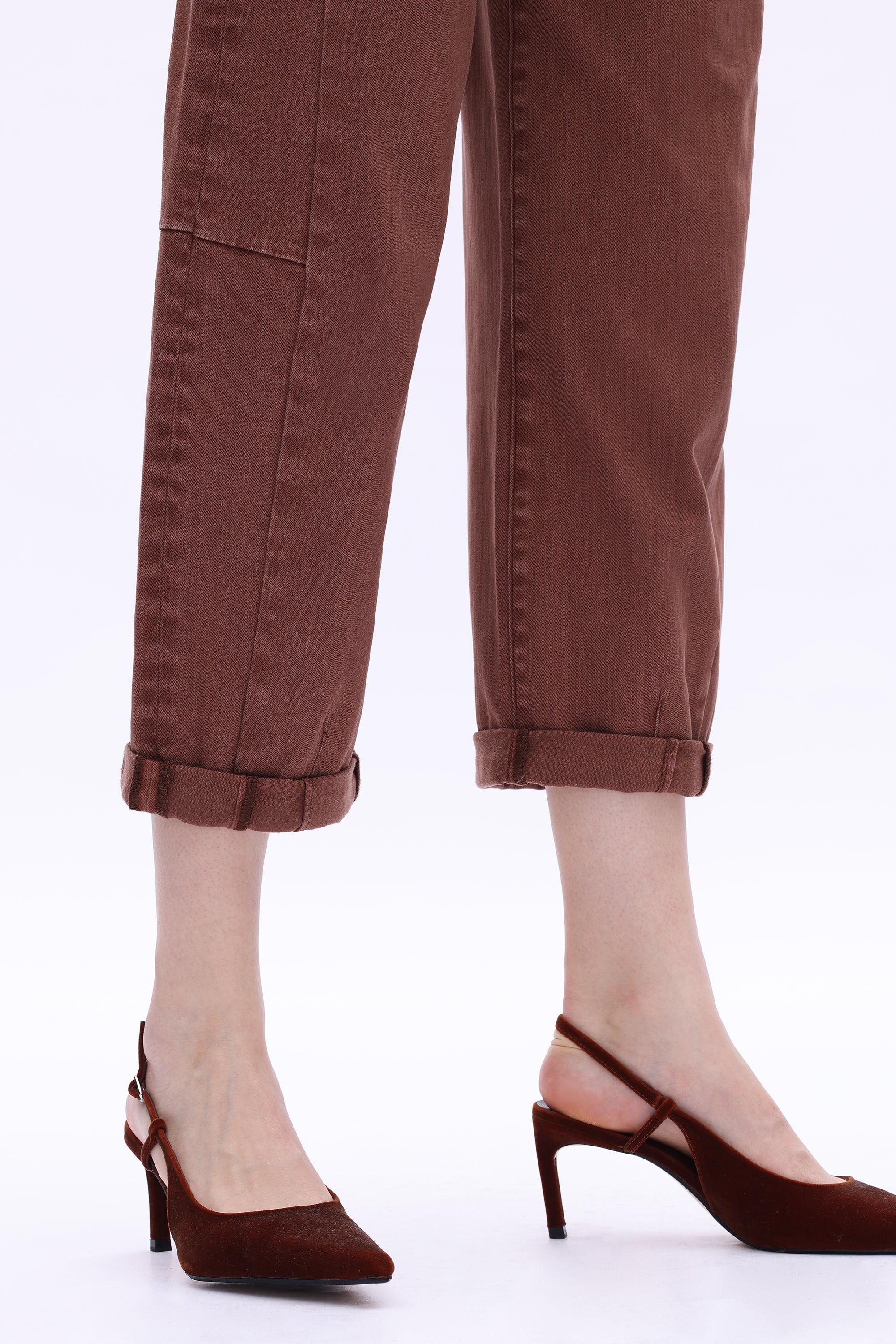 Espresso High Rise Rolled Barrel Jean