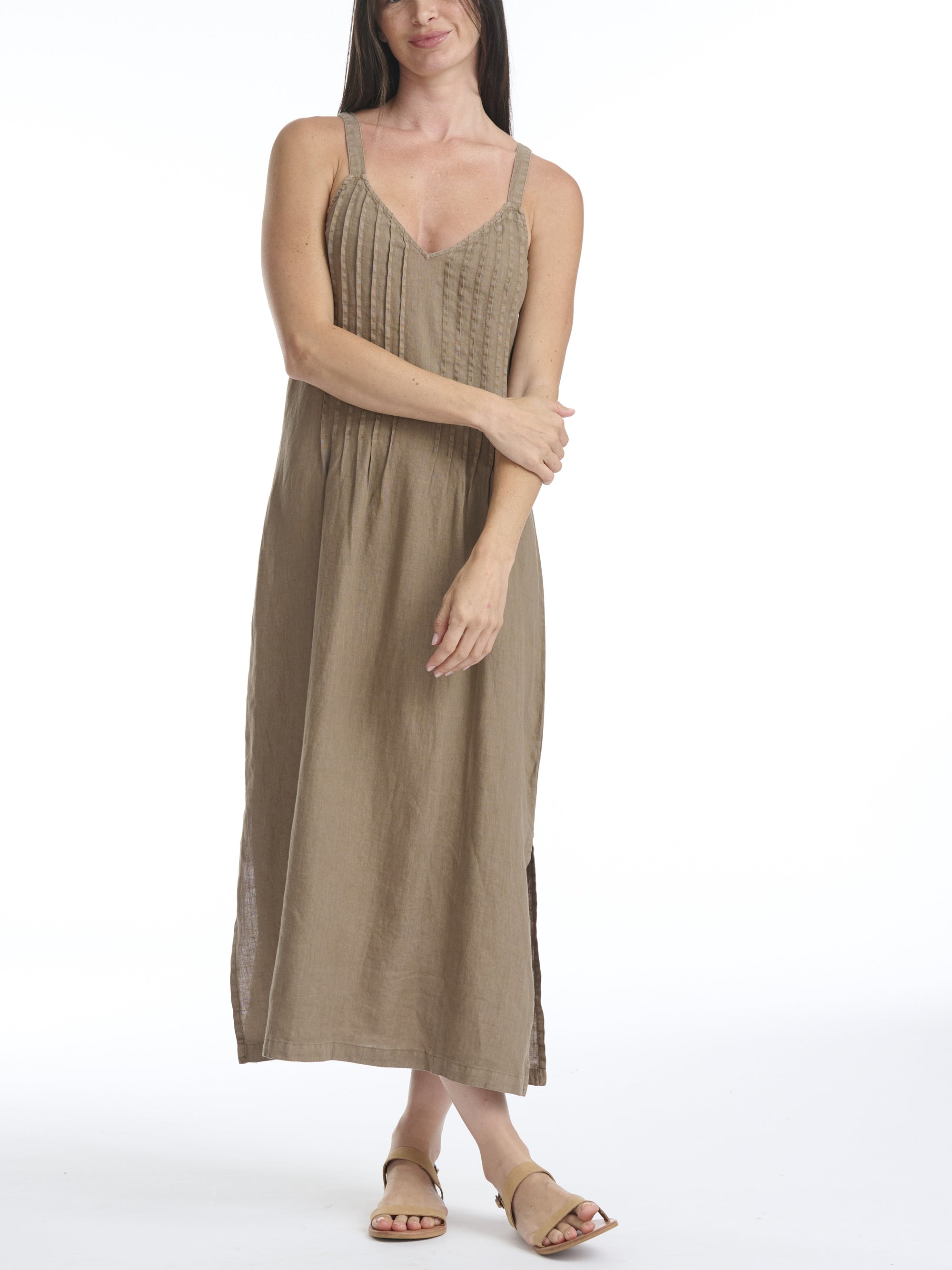 Stella Linen Pintuck Dress