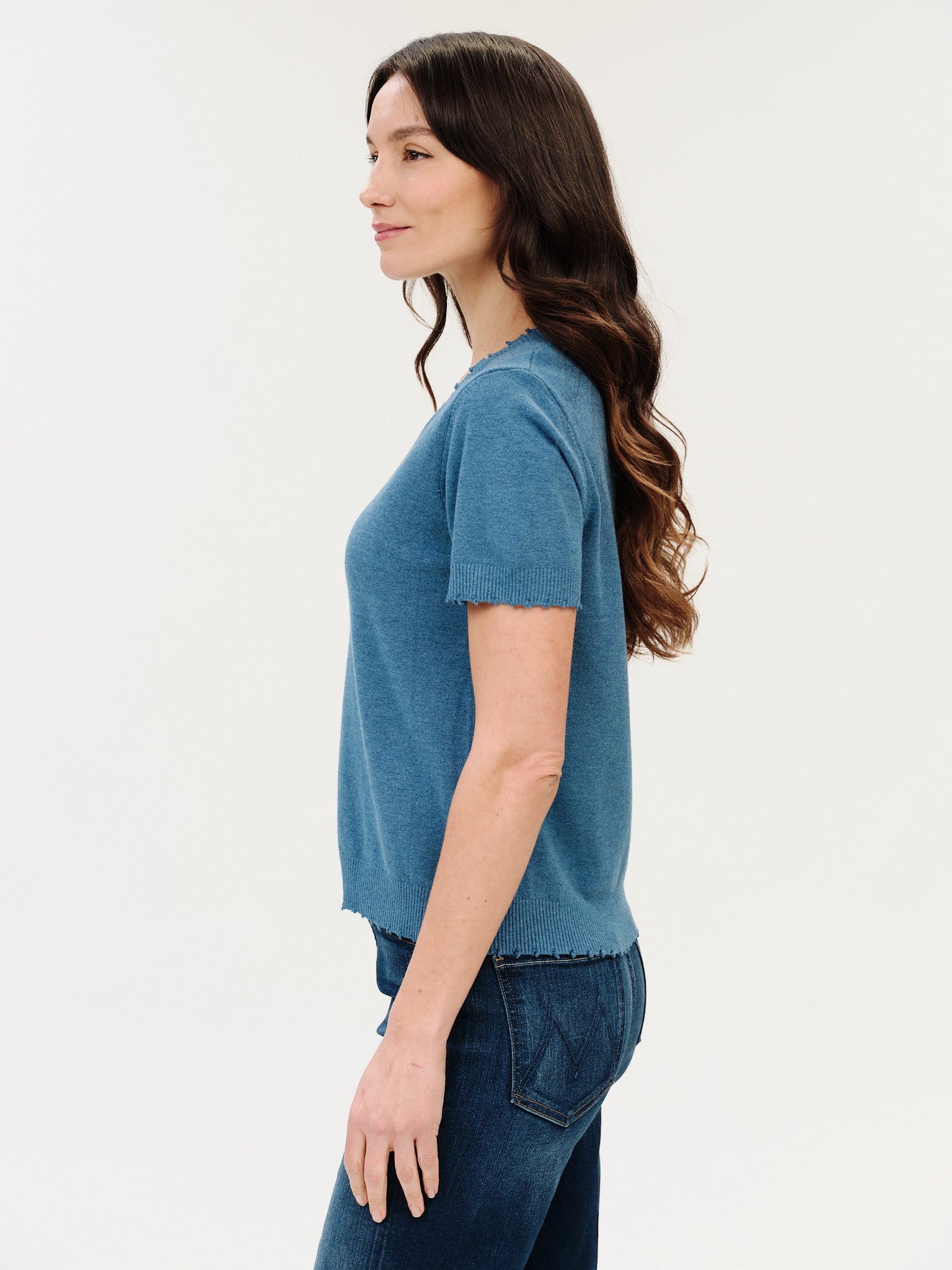 Gemma Frayed Hem V Neck