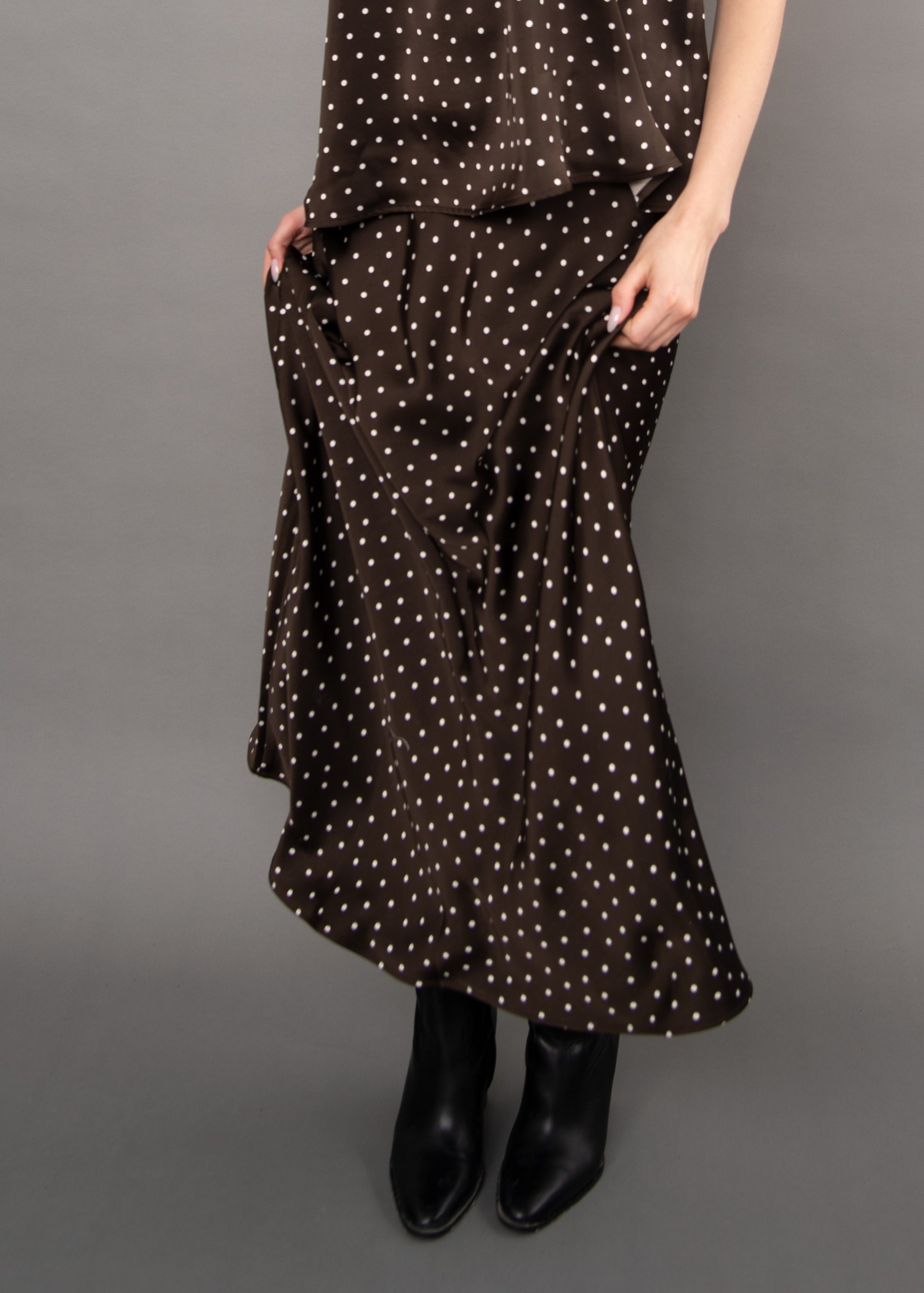 Chocolate Dots Maxi Skirt