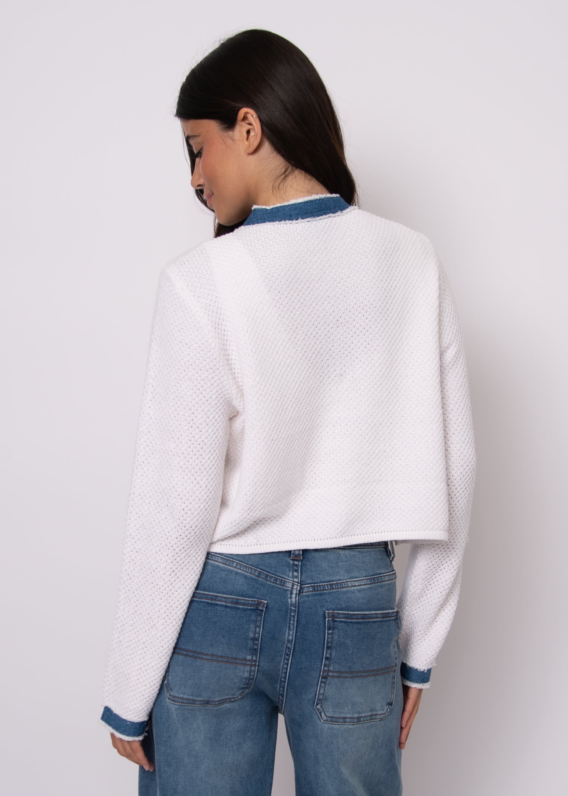 Denim Combo Cardigan