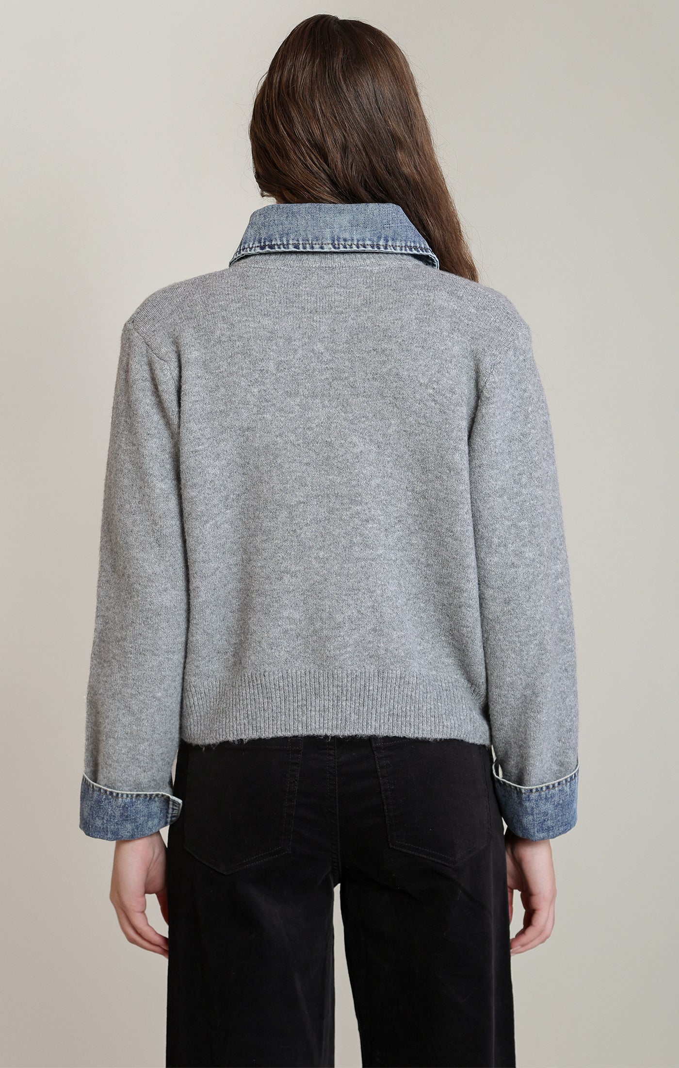 Denim Collar Cardi