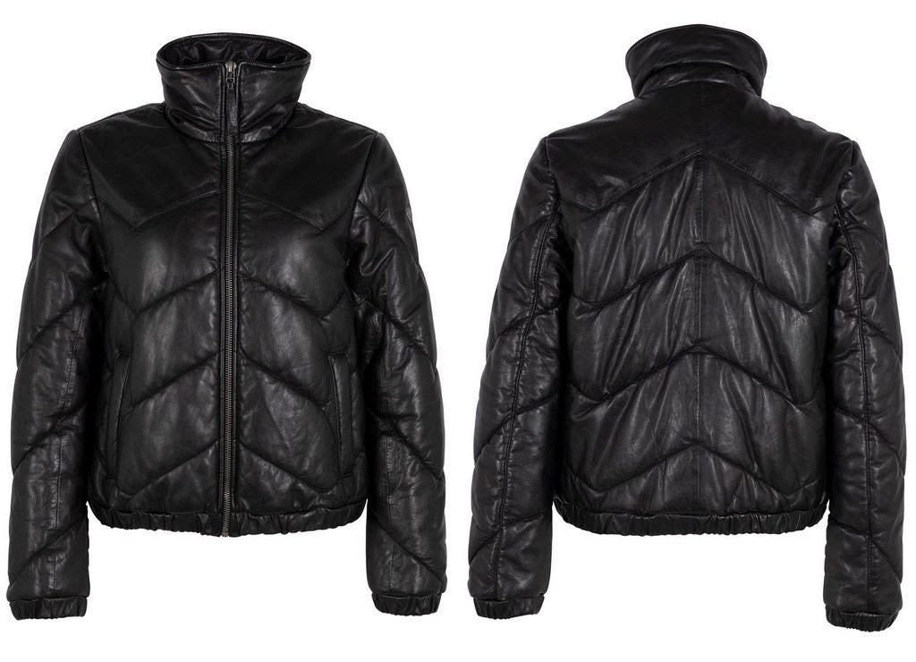 Chevron Leather Puffer Jacket