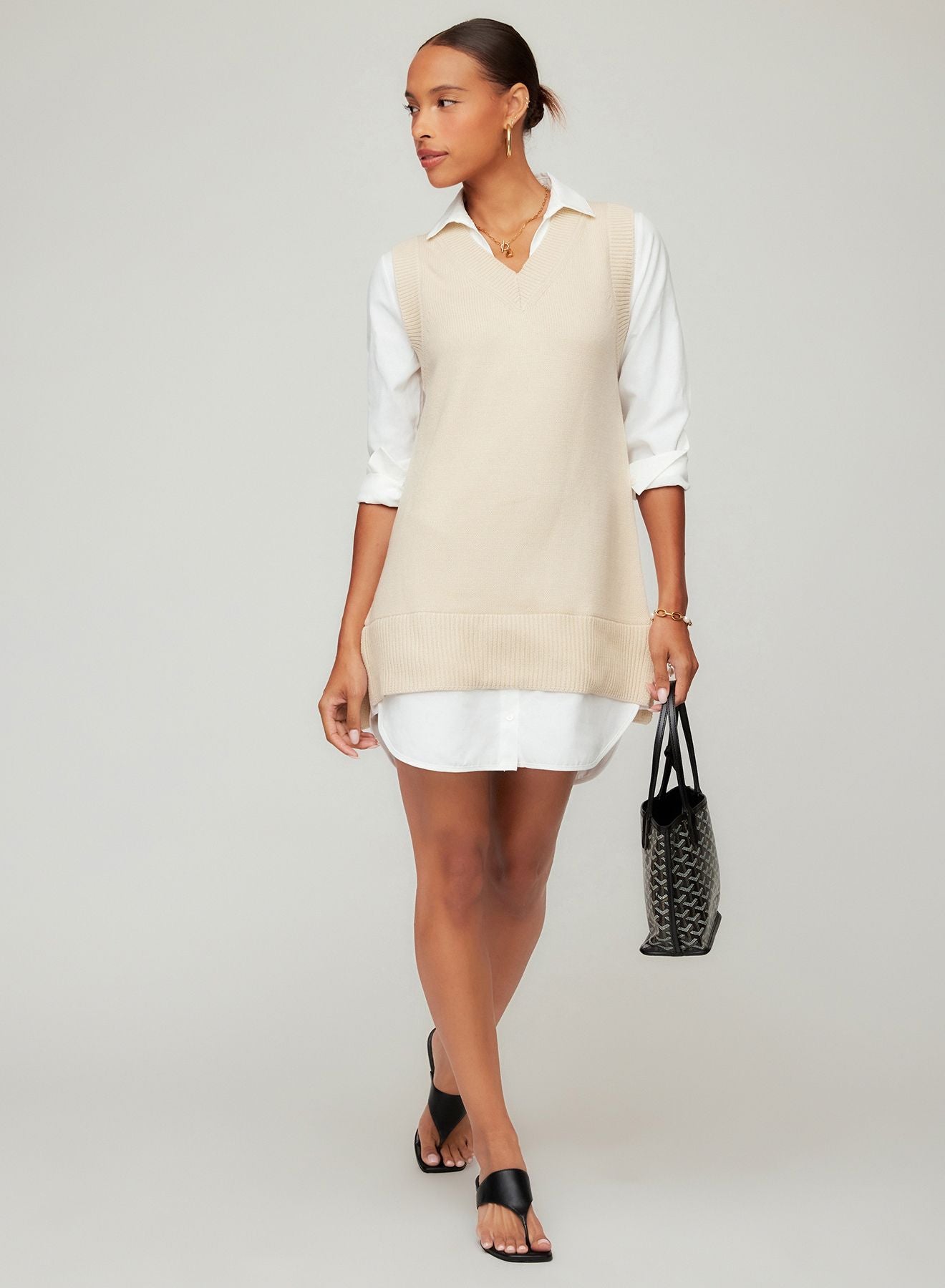 Elora Mixed Media Vest Dress