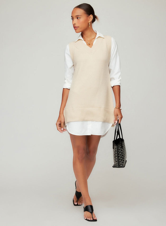 Elora Mixed Media Vest Dress