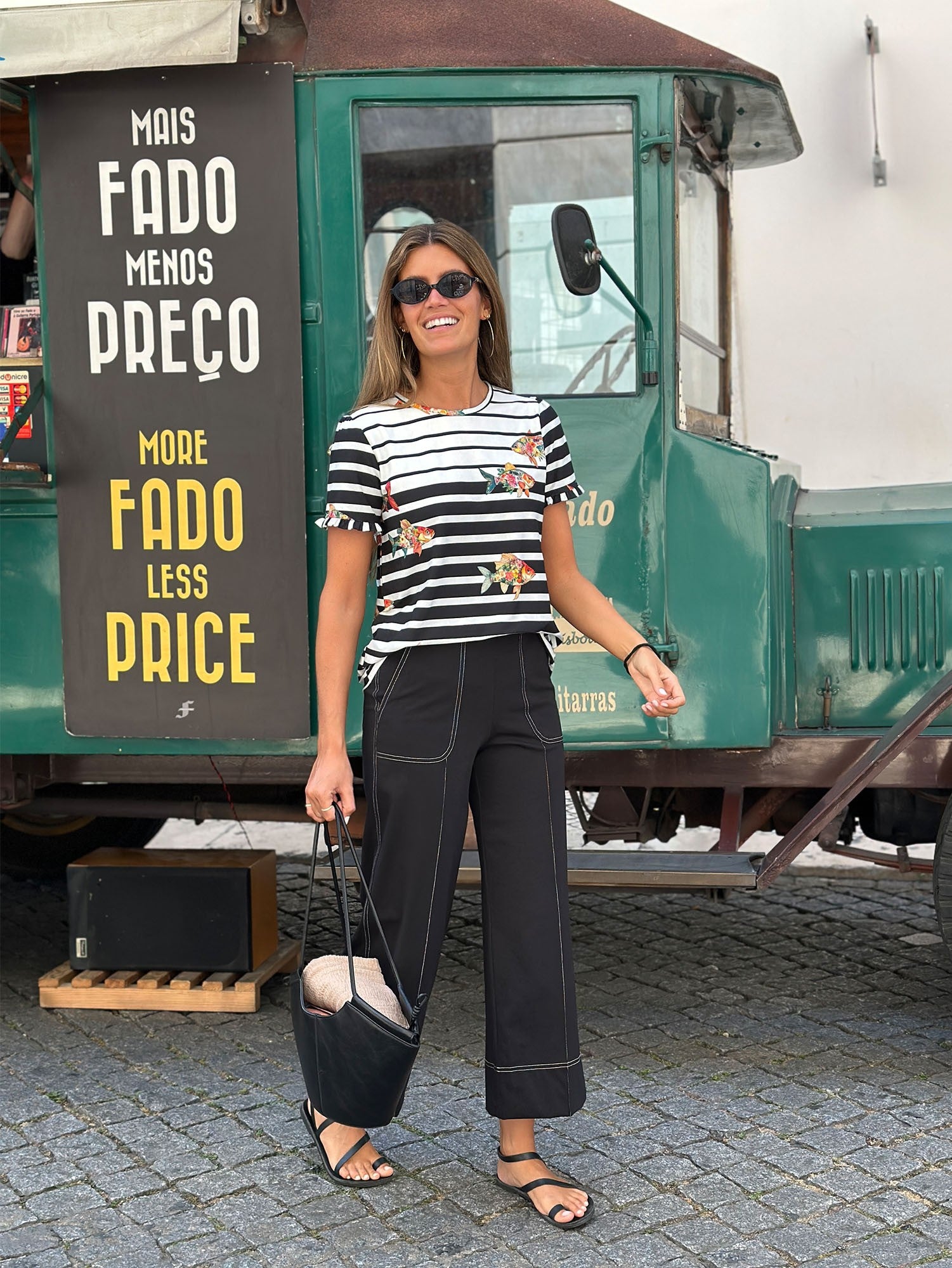 Contrast Stitch Pant - Black