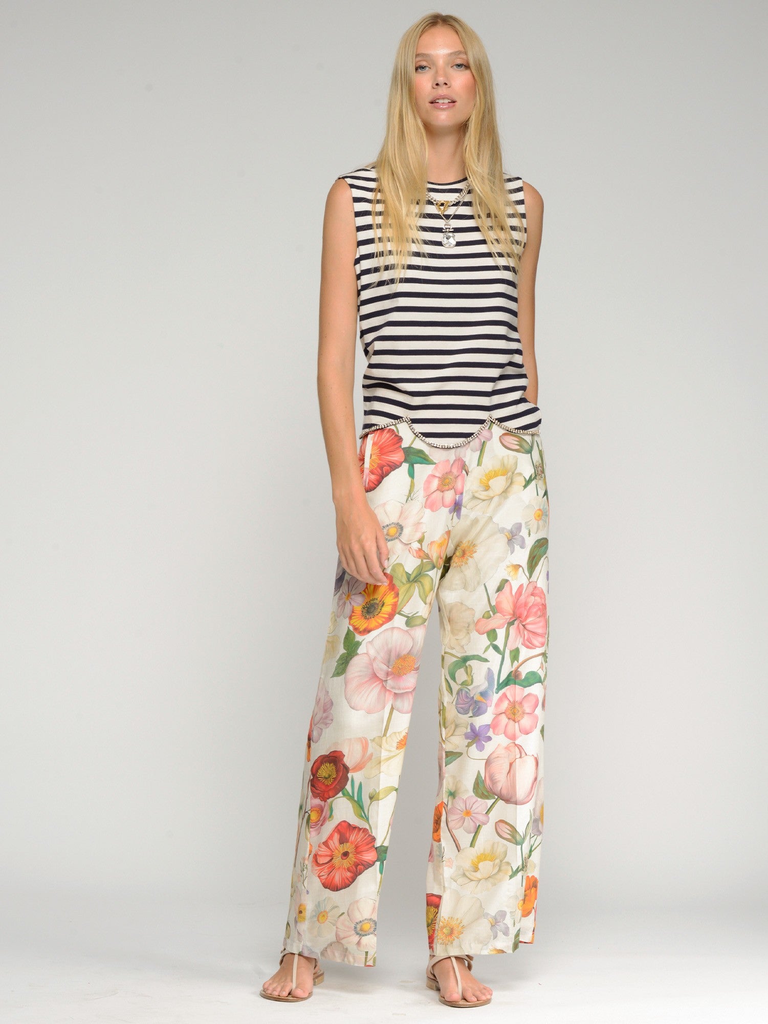 Linen Floral Pants