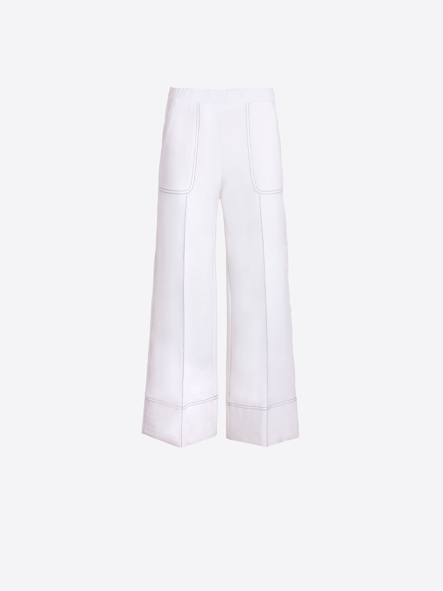 Contrast Stitch Pant - White