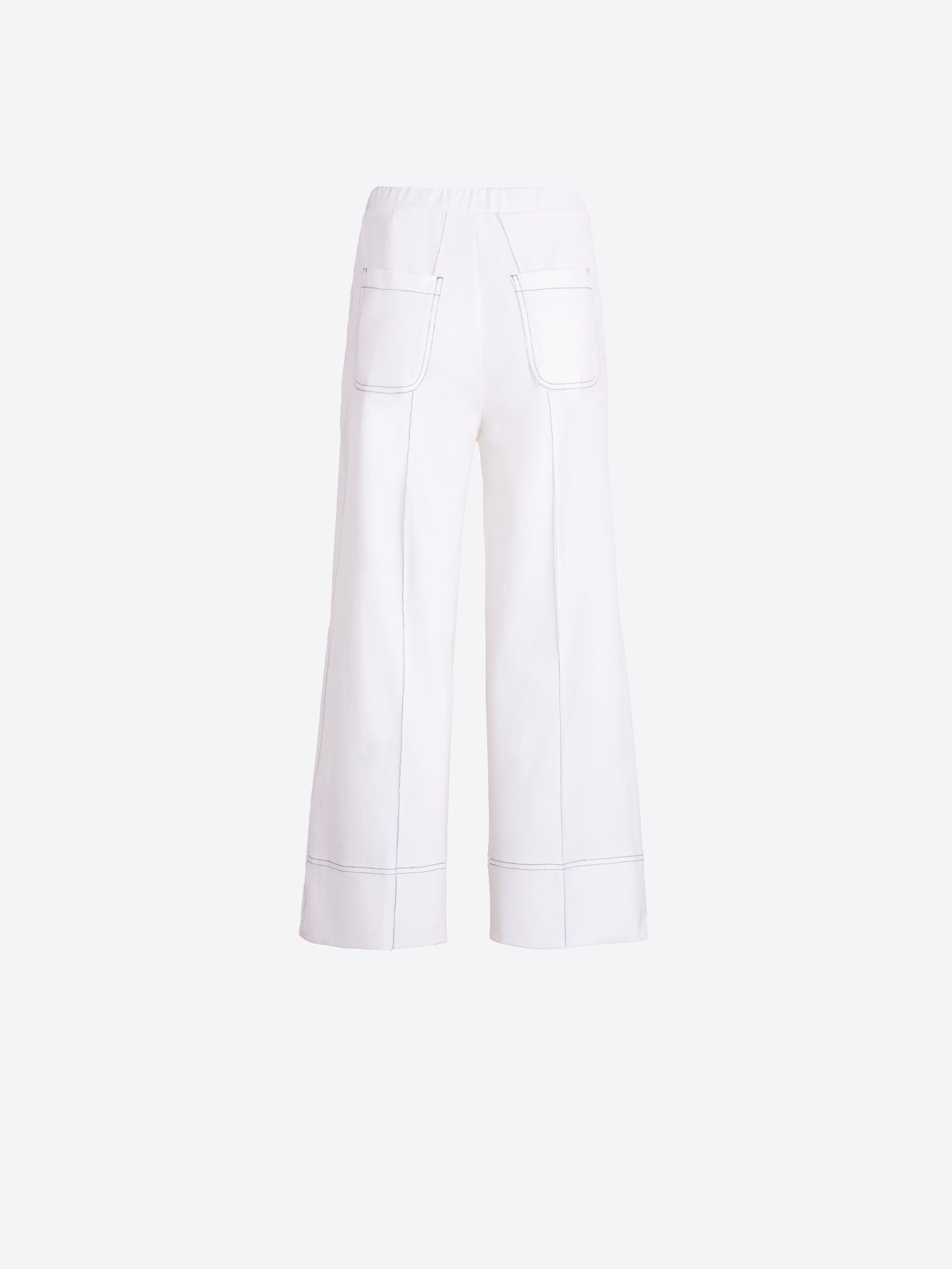 Contrast Stitch Pant - White