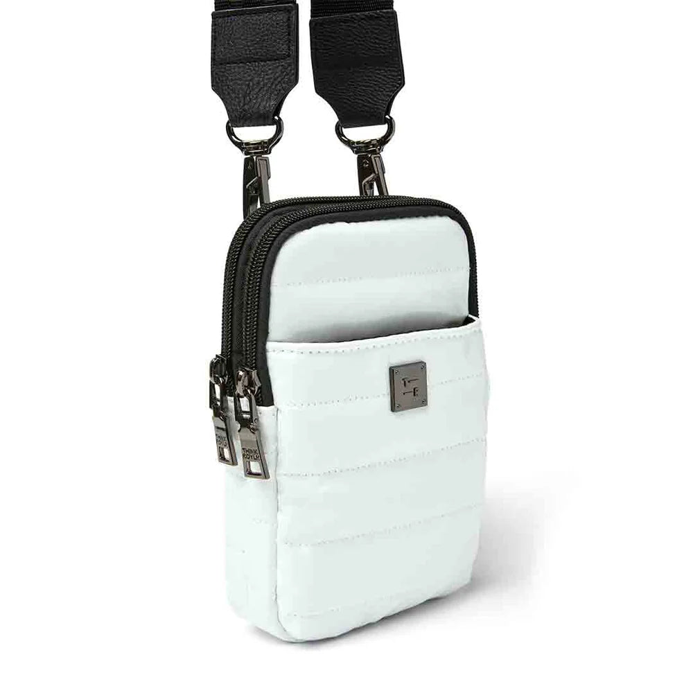 Buzz Me Puffer Cell Phone Crossbody- White