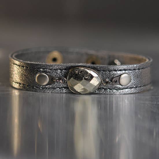 Leather Stack Bracelet: Gemstone