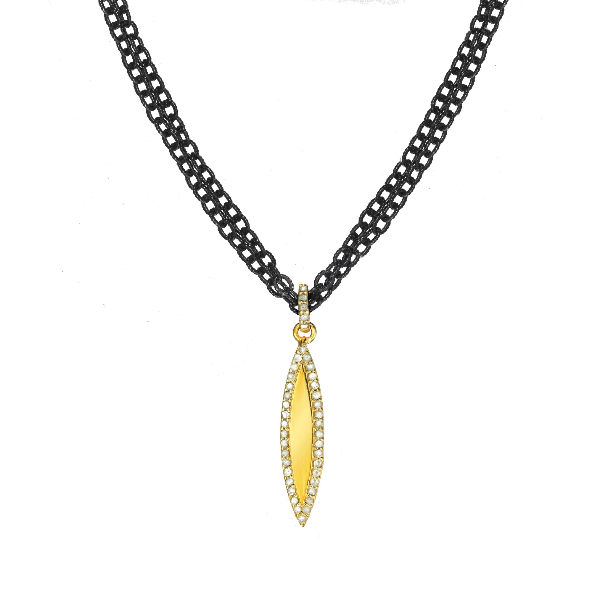 Mixed Metal Pave Dagger Necklace