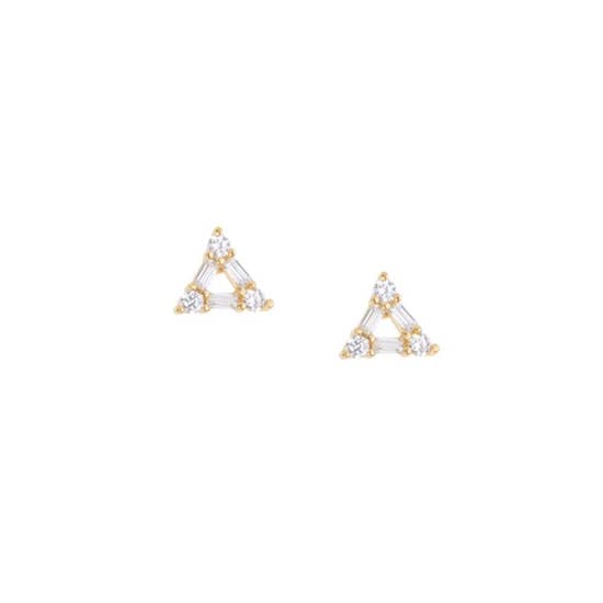 CZ Baguette Triangle Post Earring