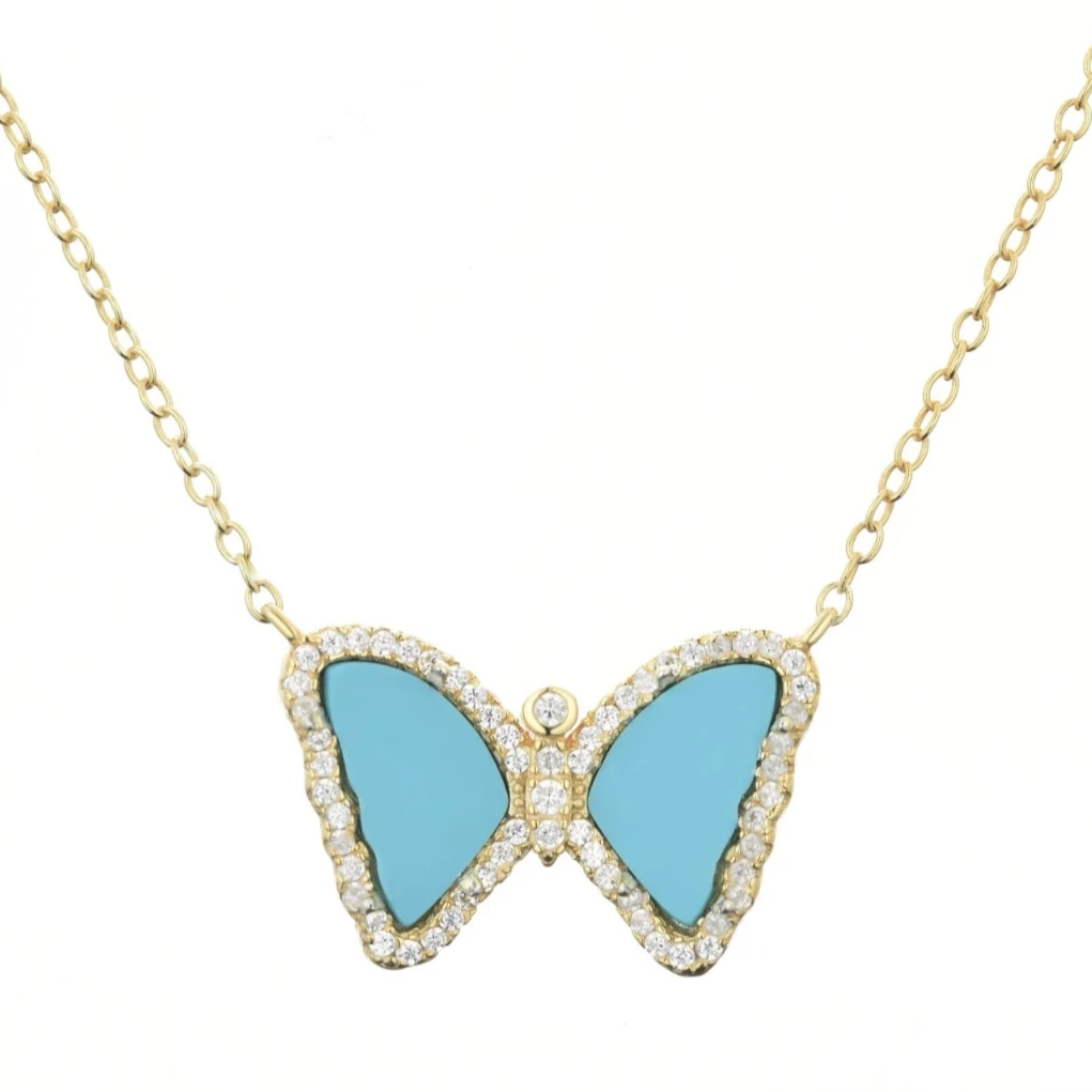 Mini Butterfly Necklace in Turquoise