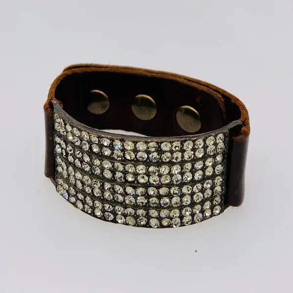 Leather and Crystal Bracelet