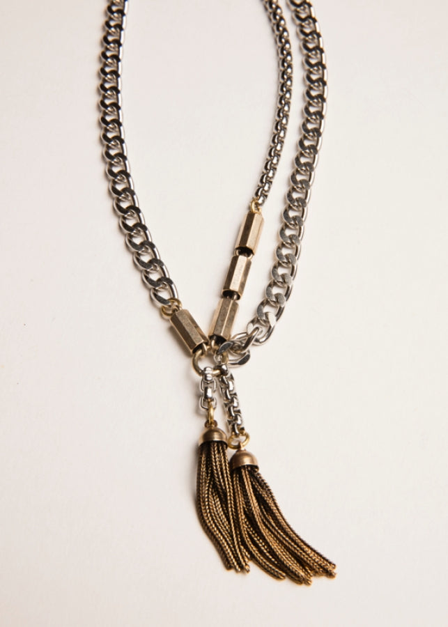 Mixed Chain Tassel Necklace