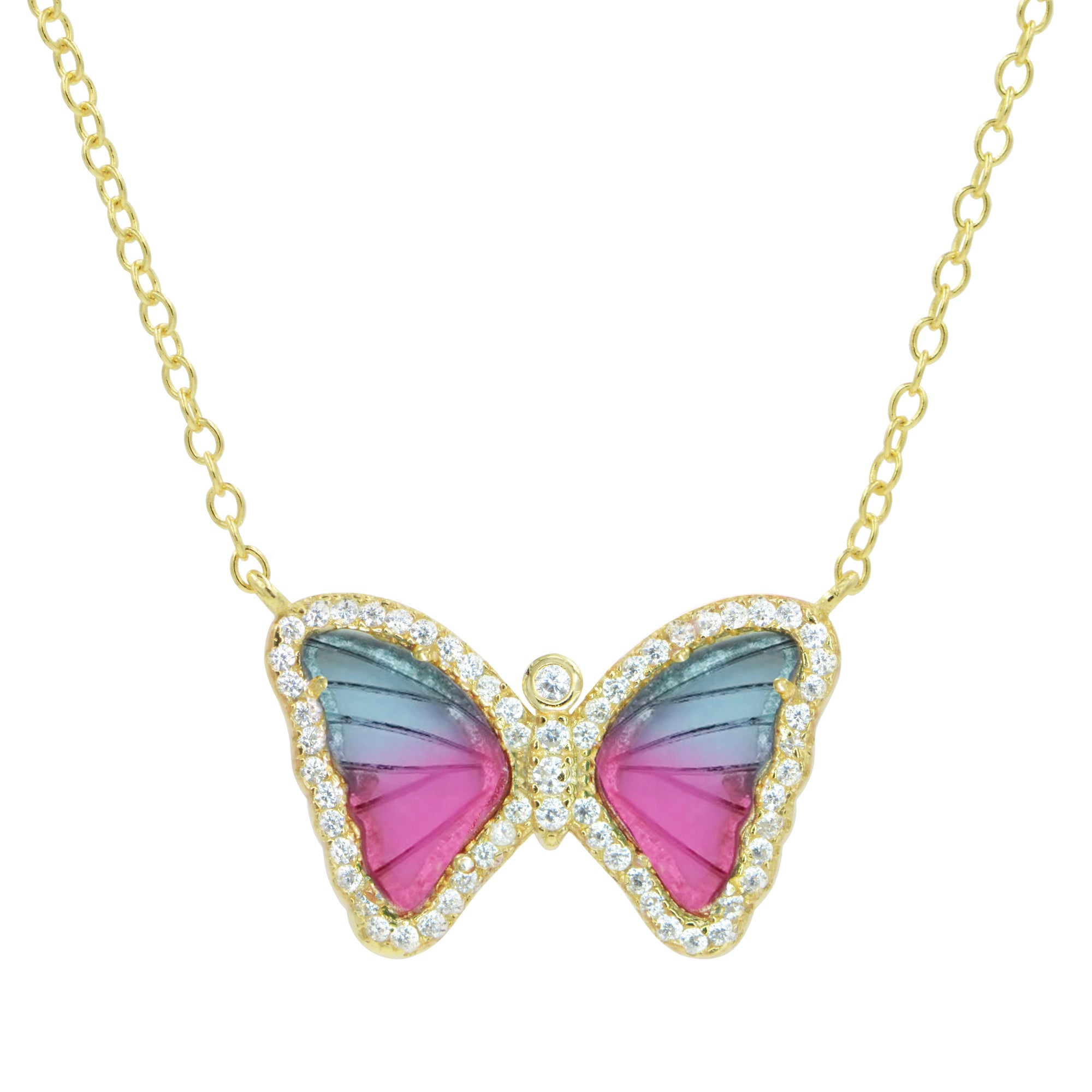 Mini Butterfly Necklace in Tourmaline