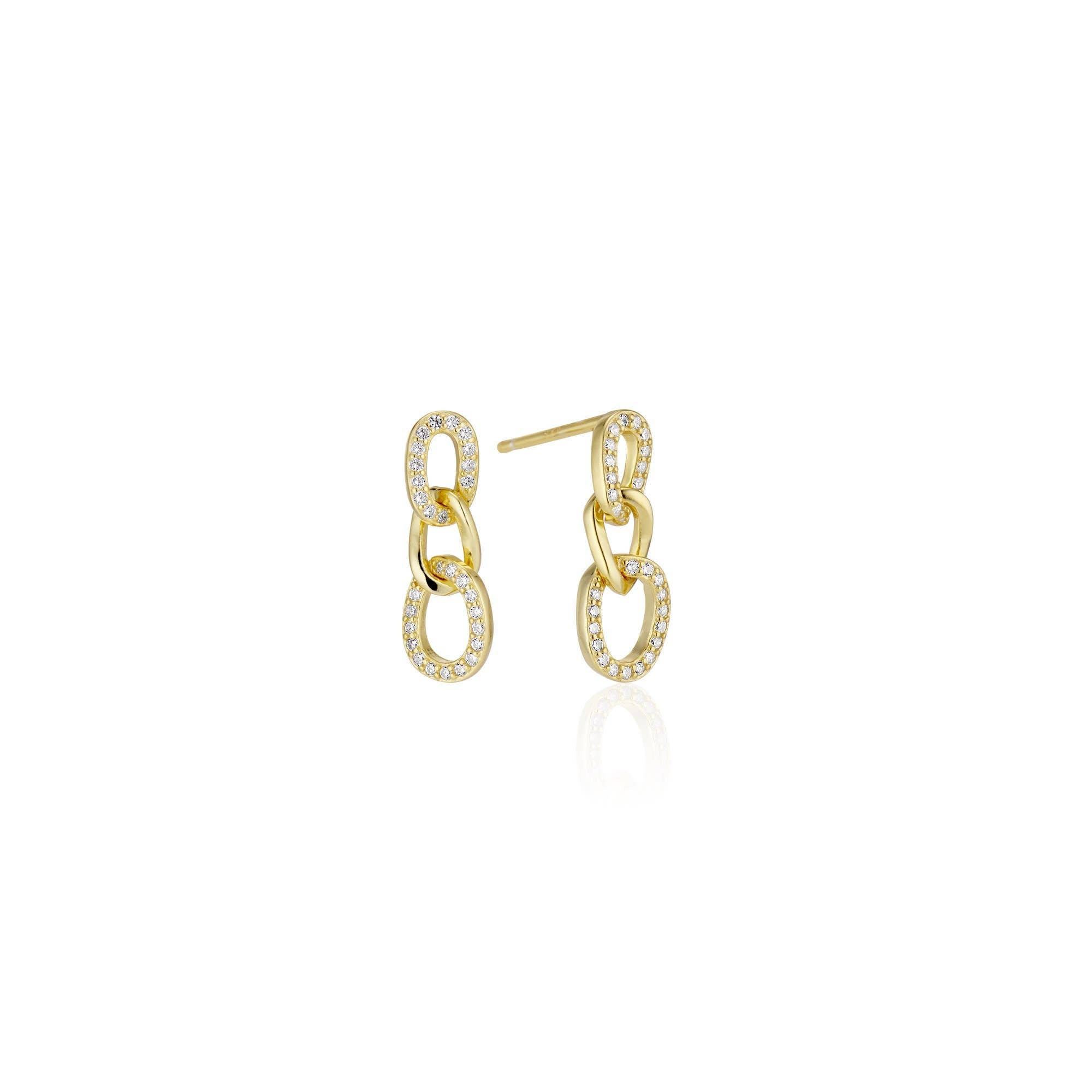 Pave Chain Stud Earring