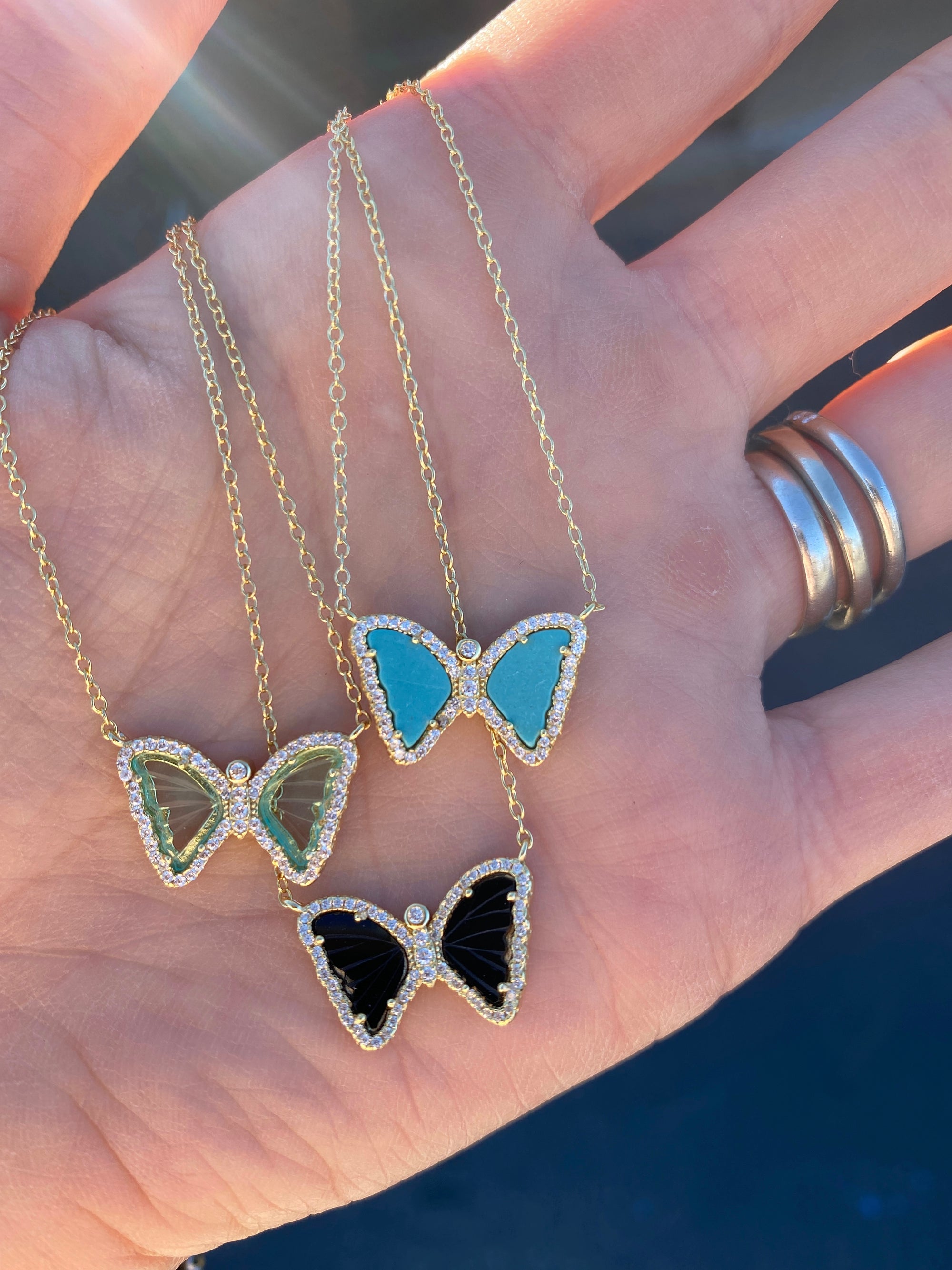 Mini Butterfly Necklace in Turquoise