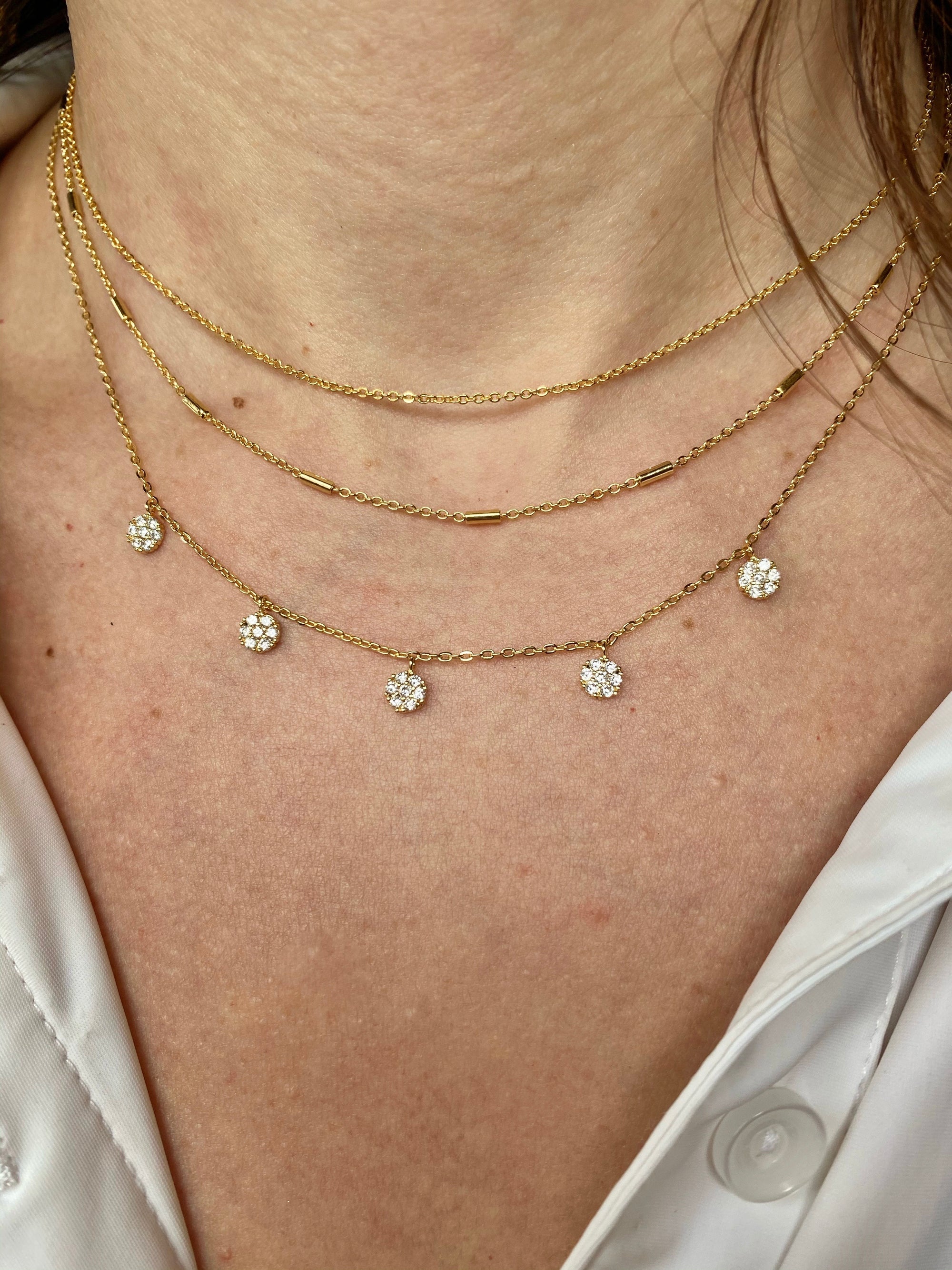 Layered CZ Disc Necklace