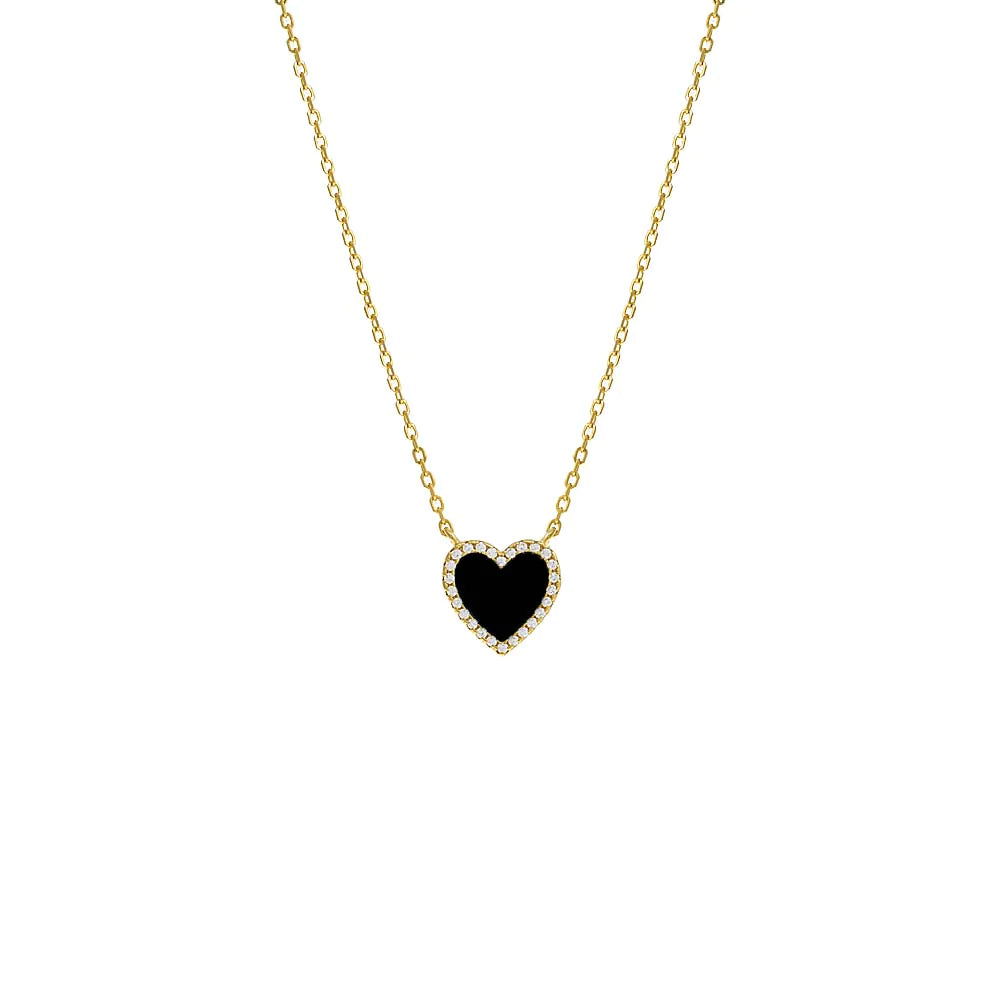 Colored Stone Pave Heart Necklace
