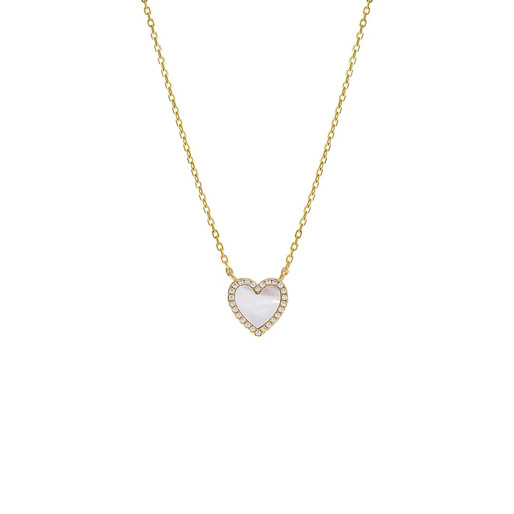 Colored Stone Pave Heart Necklace