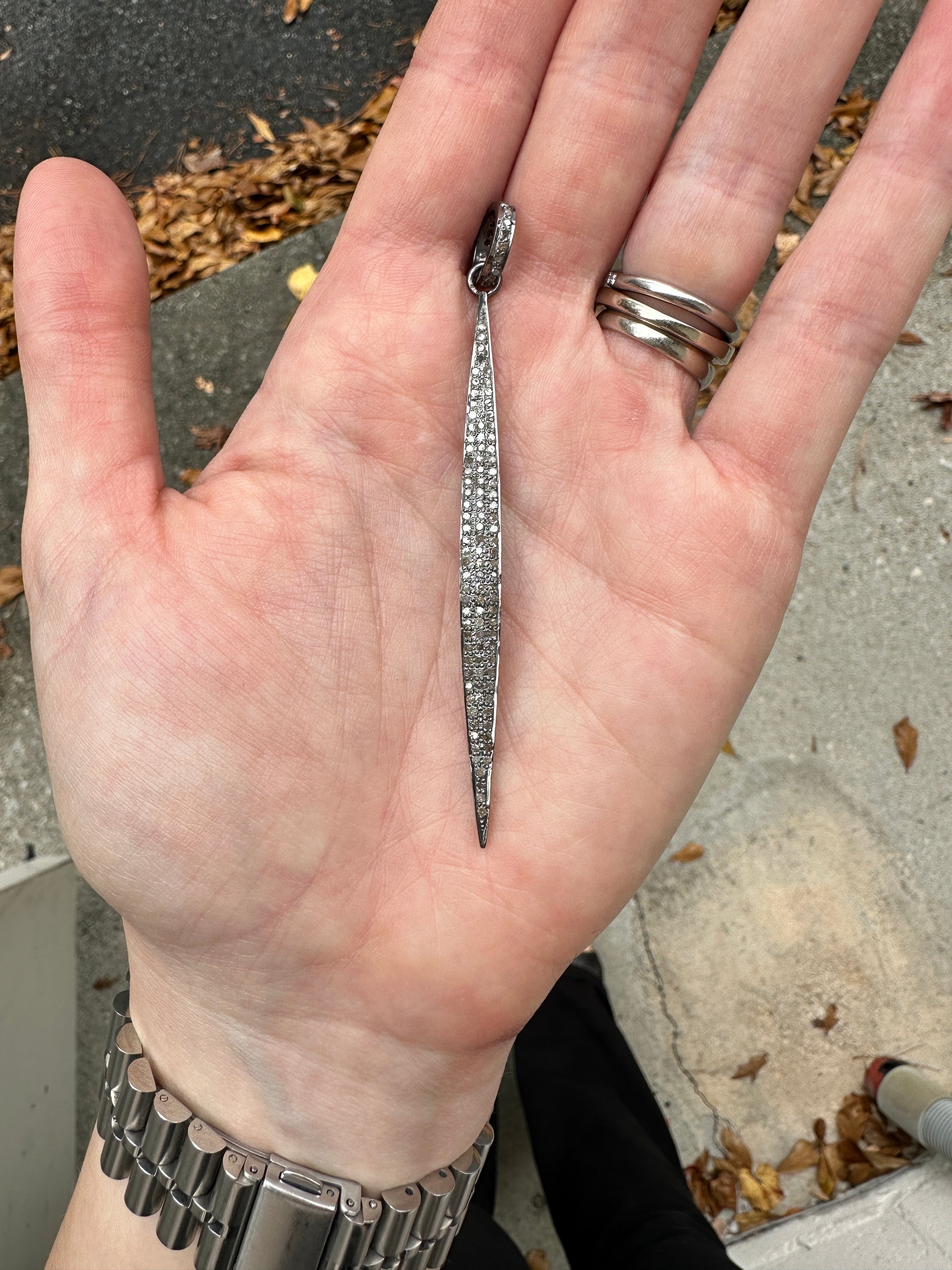 Pave Diamond Long Spear Pendant