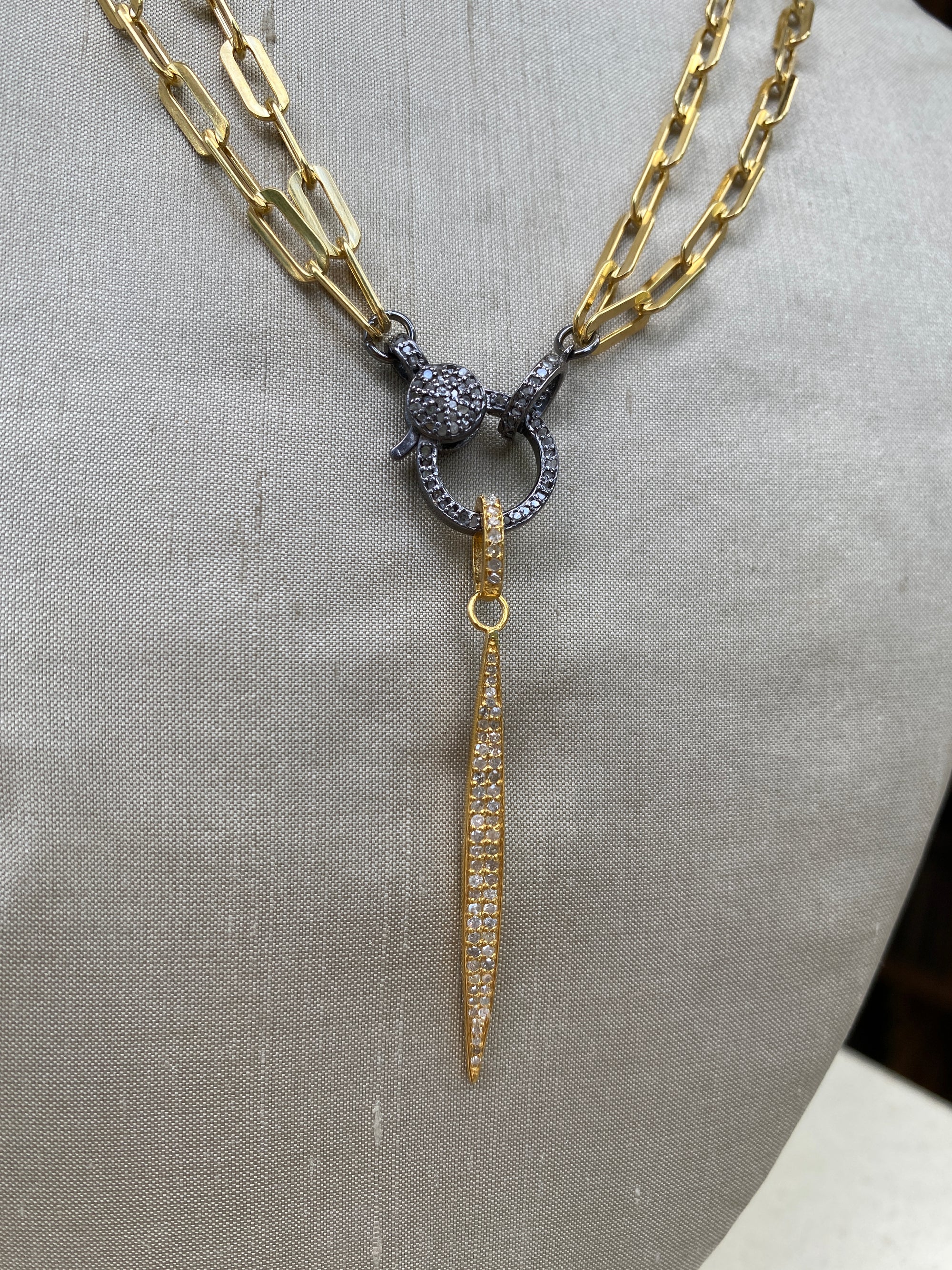 Pave Diamond Gold Spear Pendant