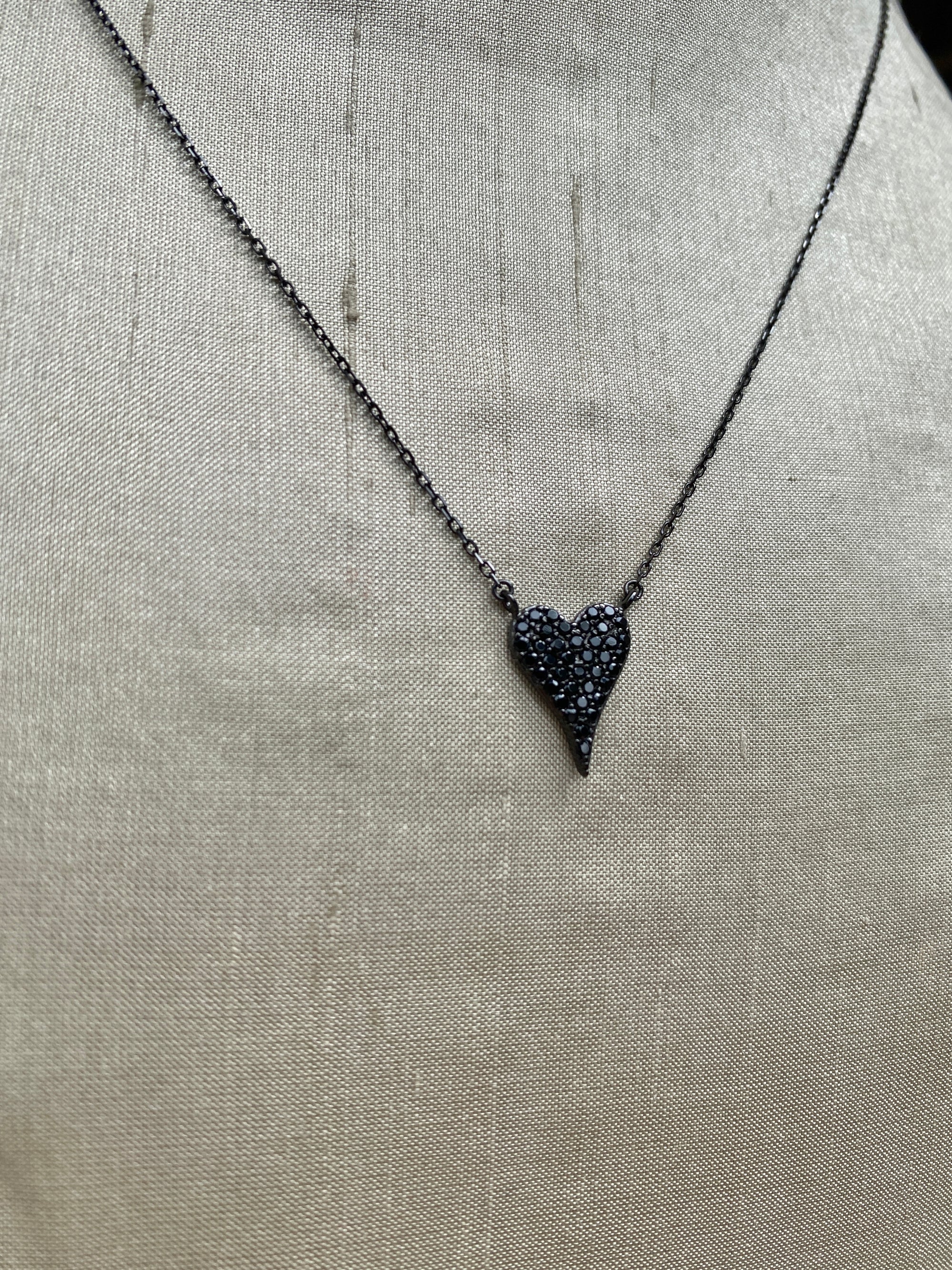 Black on Black Heart Necklace