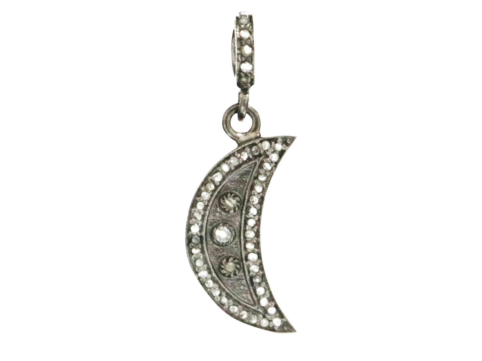 Pave Diamond Moon Pendant