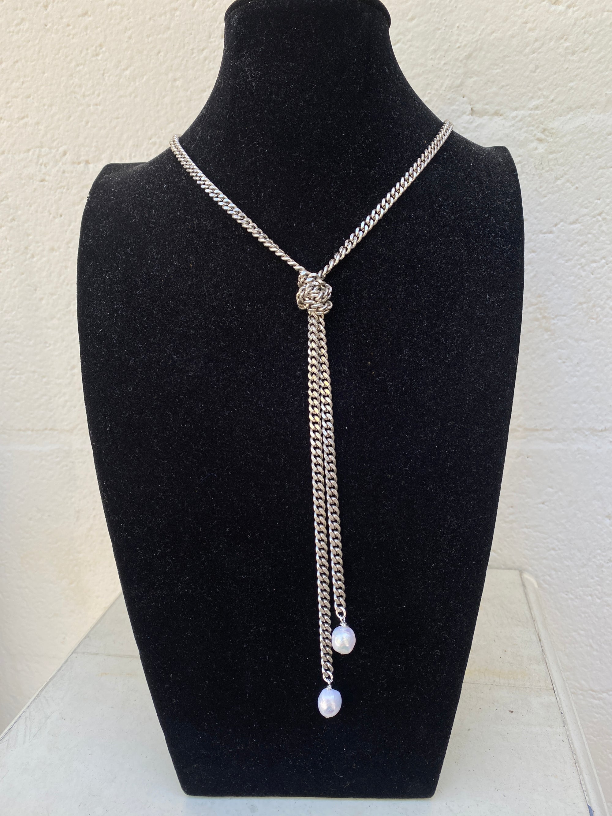 Chain and Pearl Knot Necklace