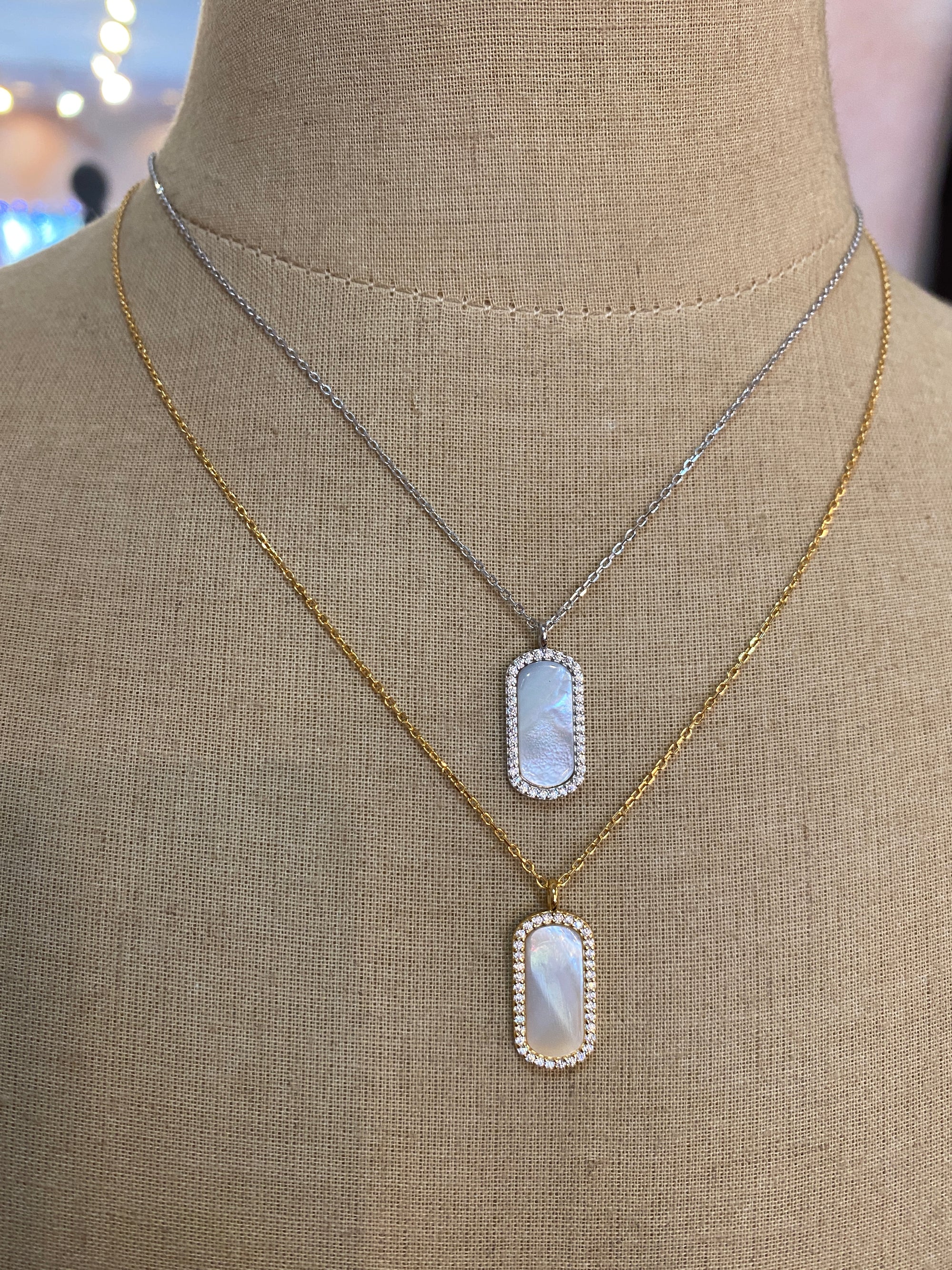 Mother of Pearl Tag Necklace