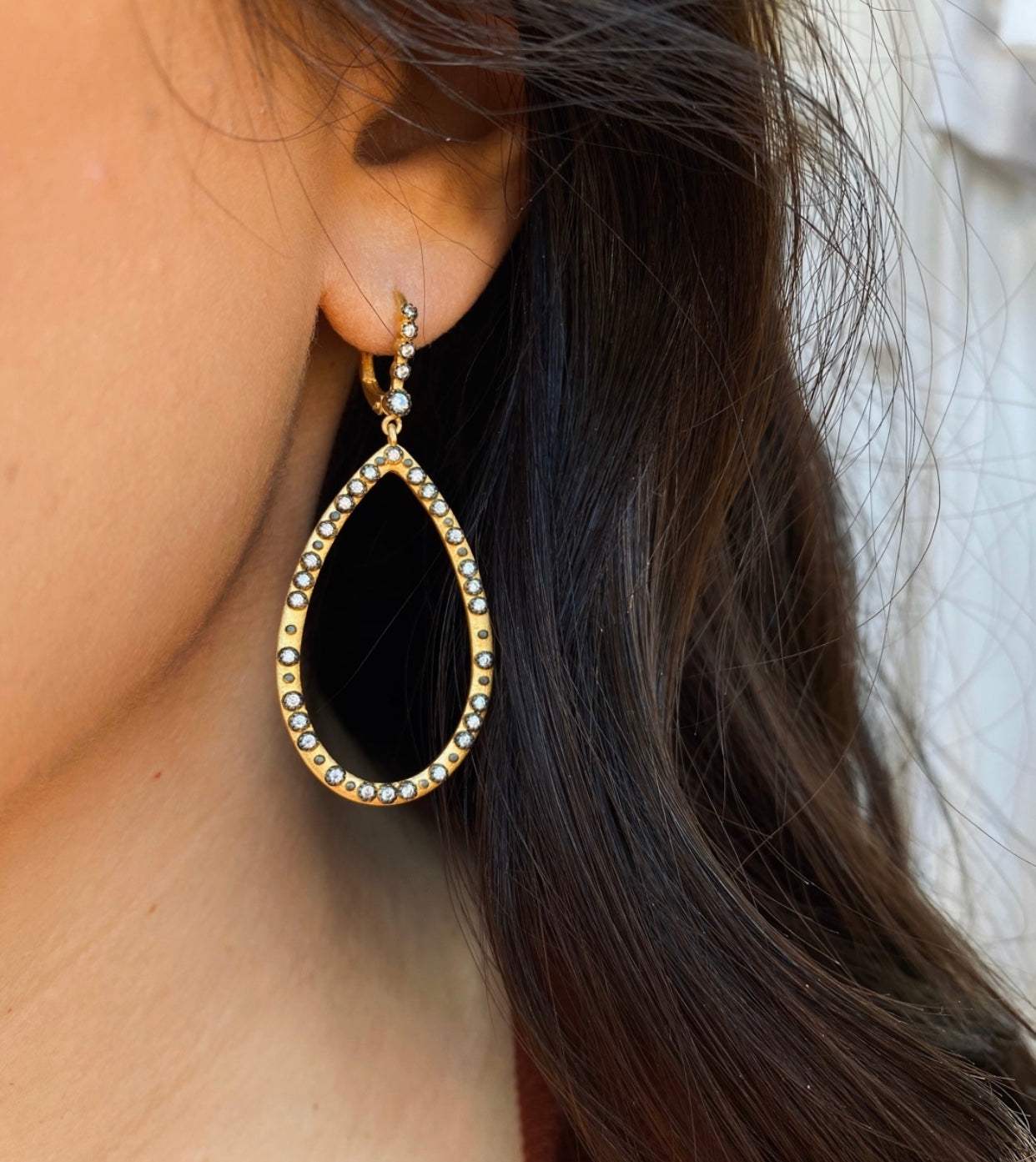 Matte Gold and Oxidized Loop Earring