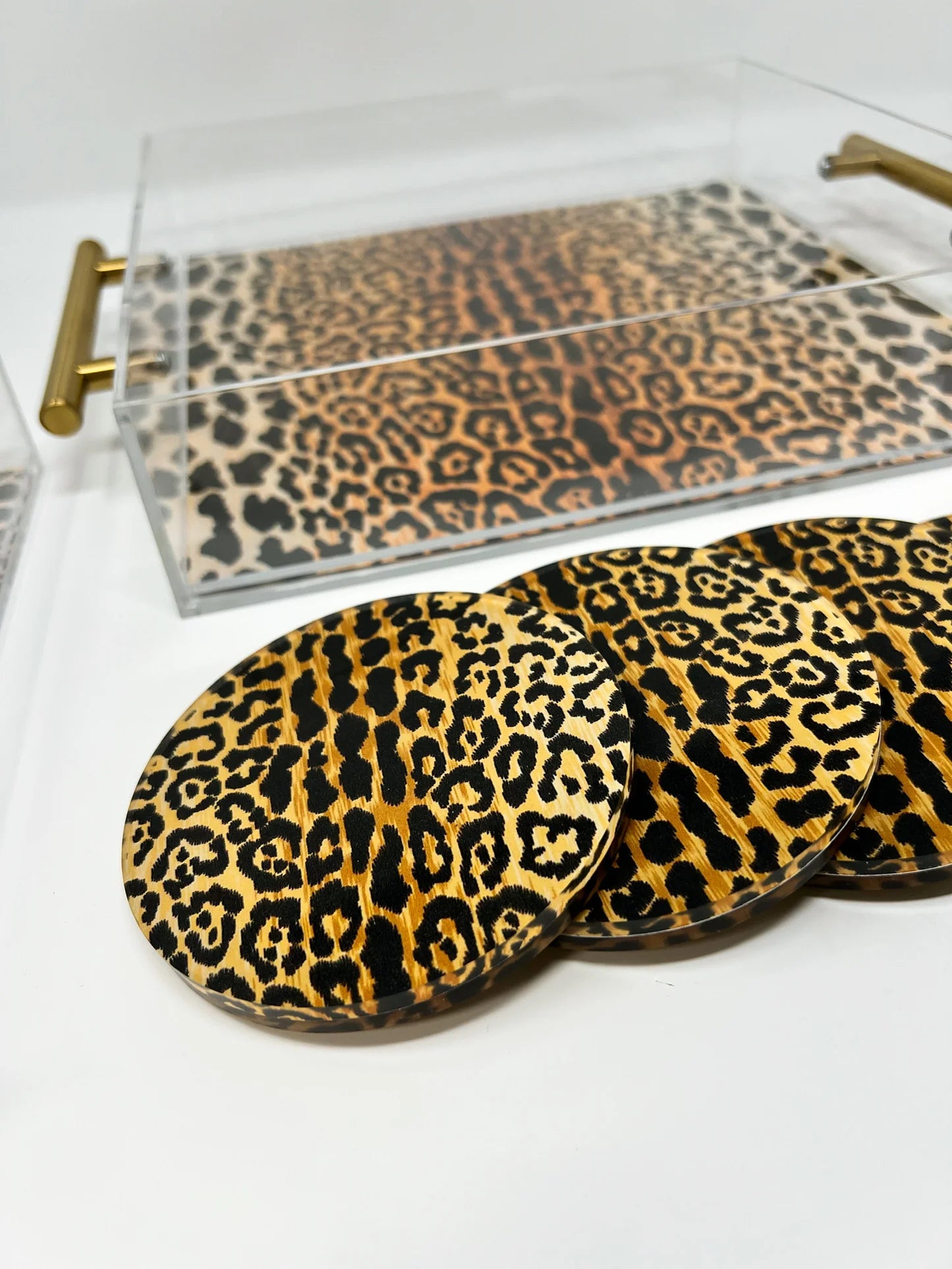 Leopard Print Large Lucite Tray