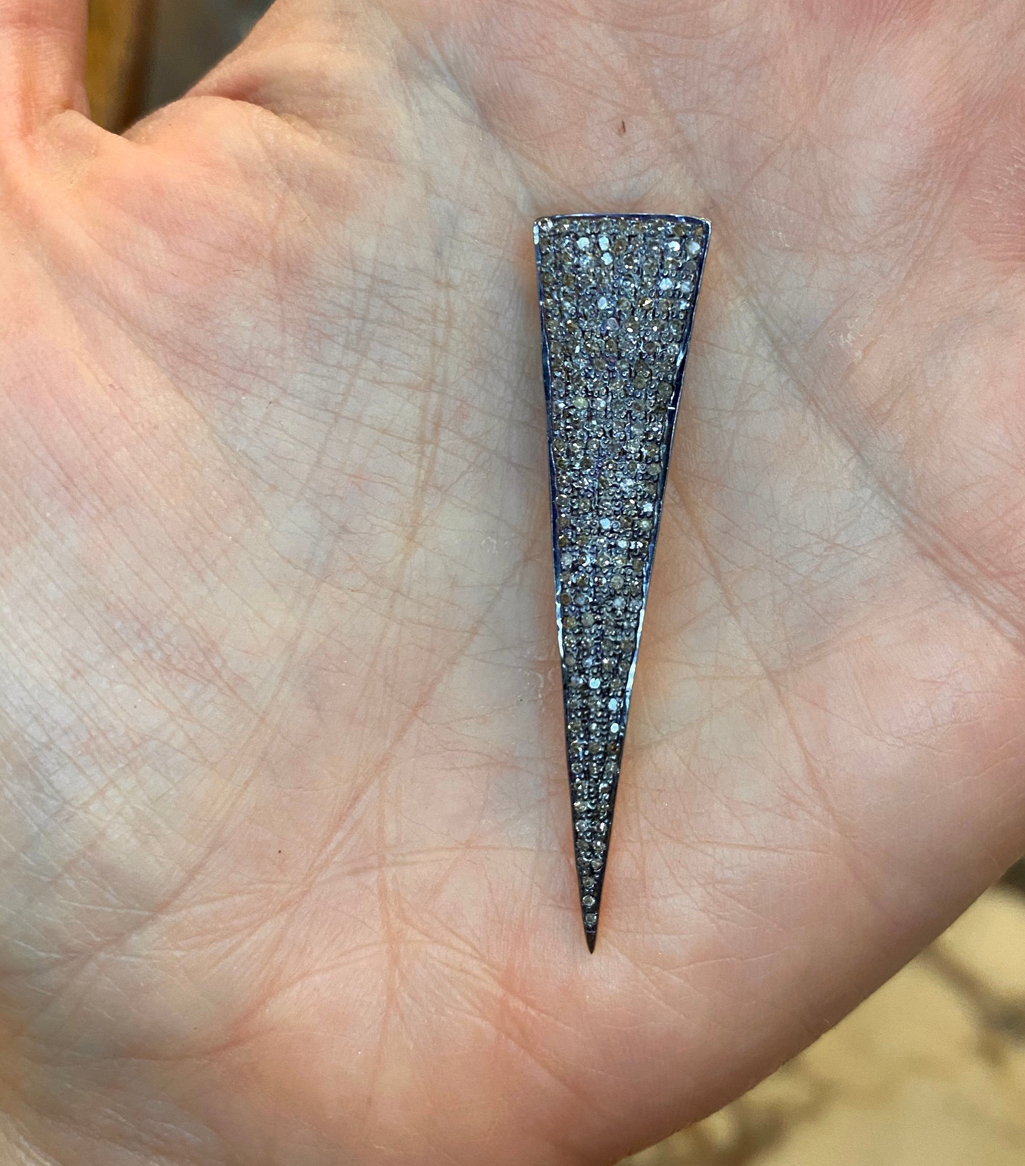 Pave Diamond Elongated Spike Pendant