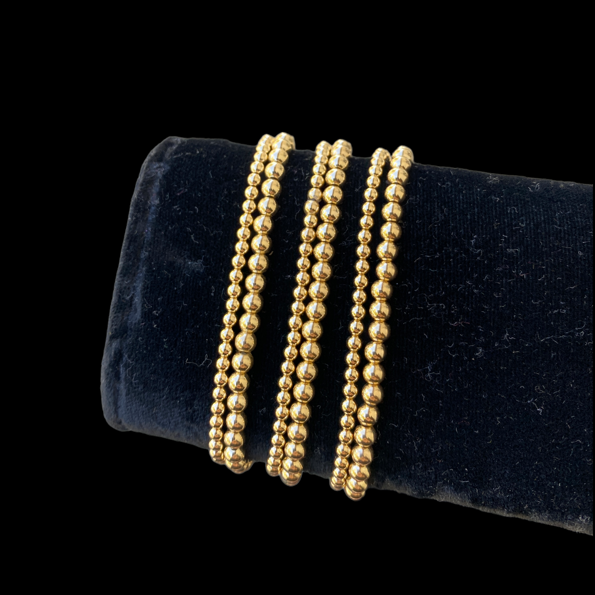 14K Gold Beaded Bracelet Set