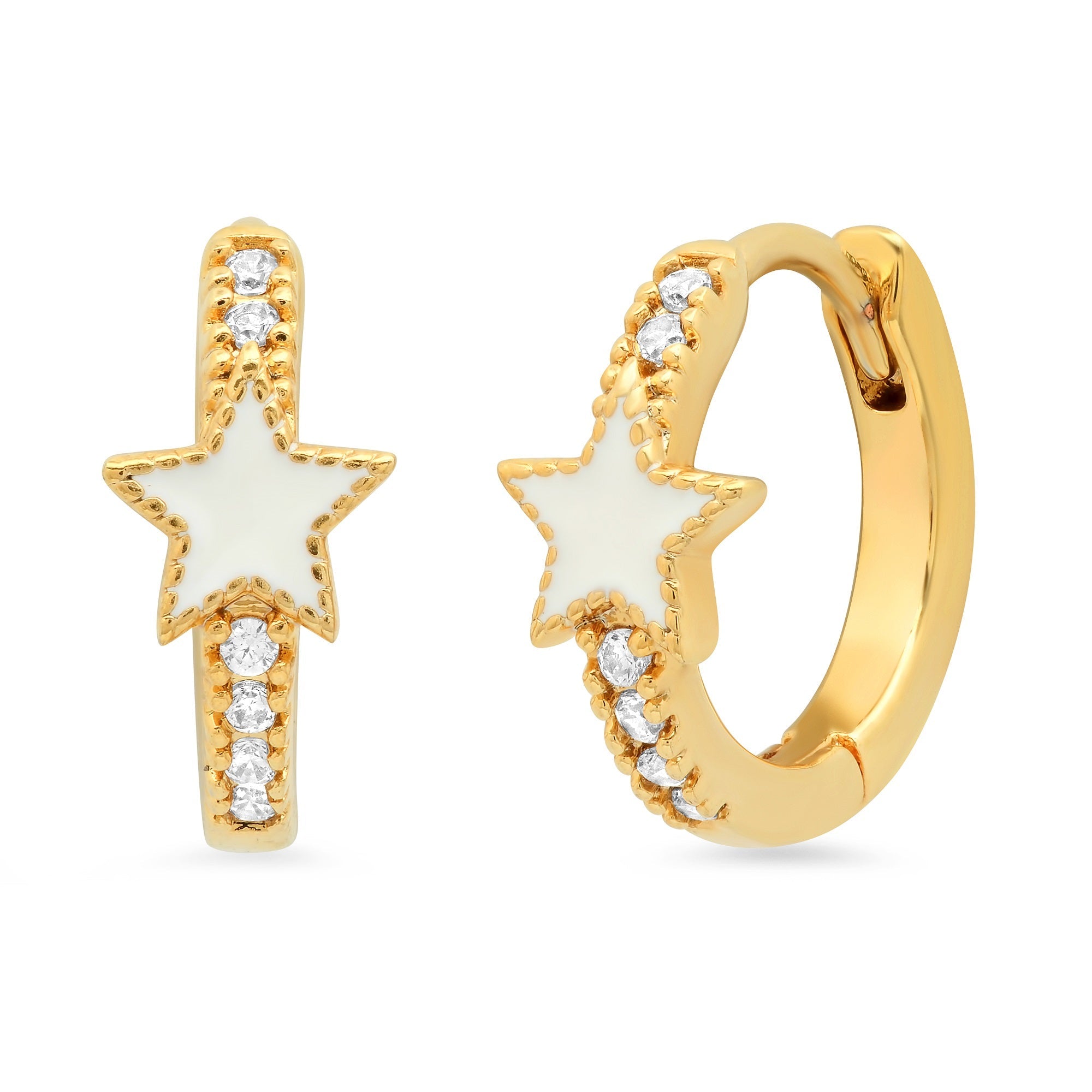 Gold Huggie with Enamel Star