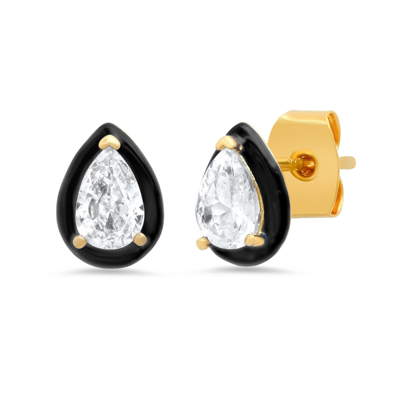 Enamel Bezel Pear Studs