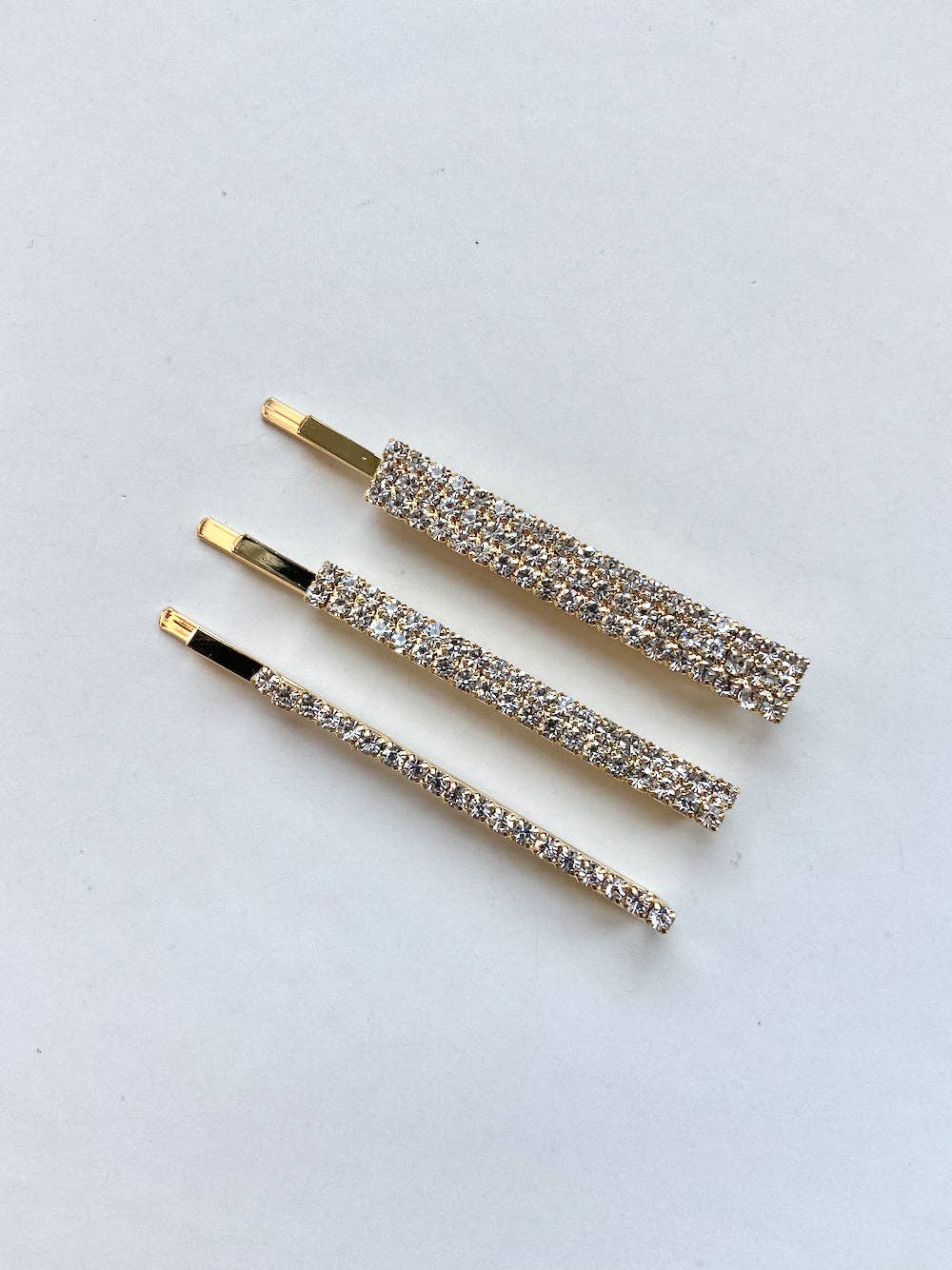 Rhinestone Crystal Gold Bobby Pin Set
