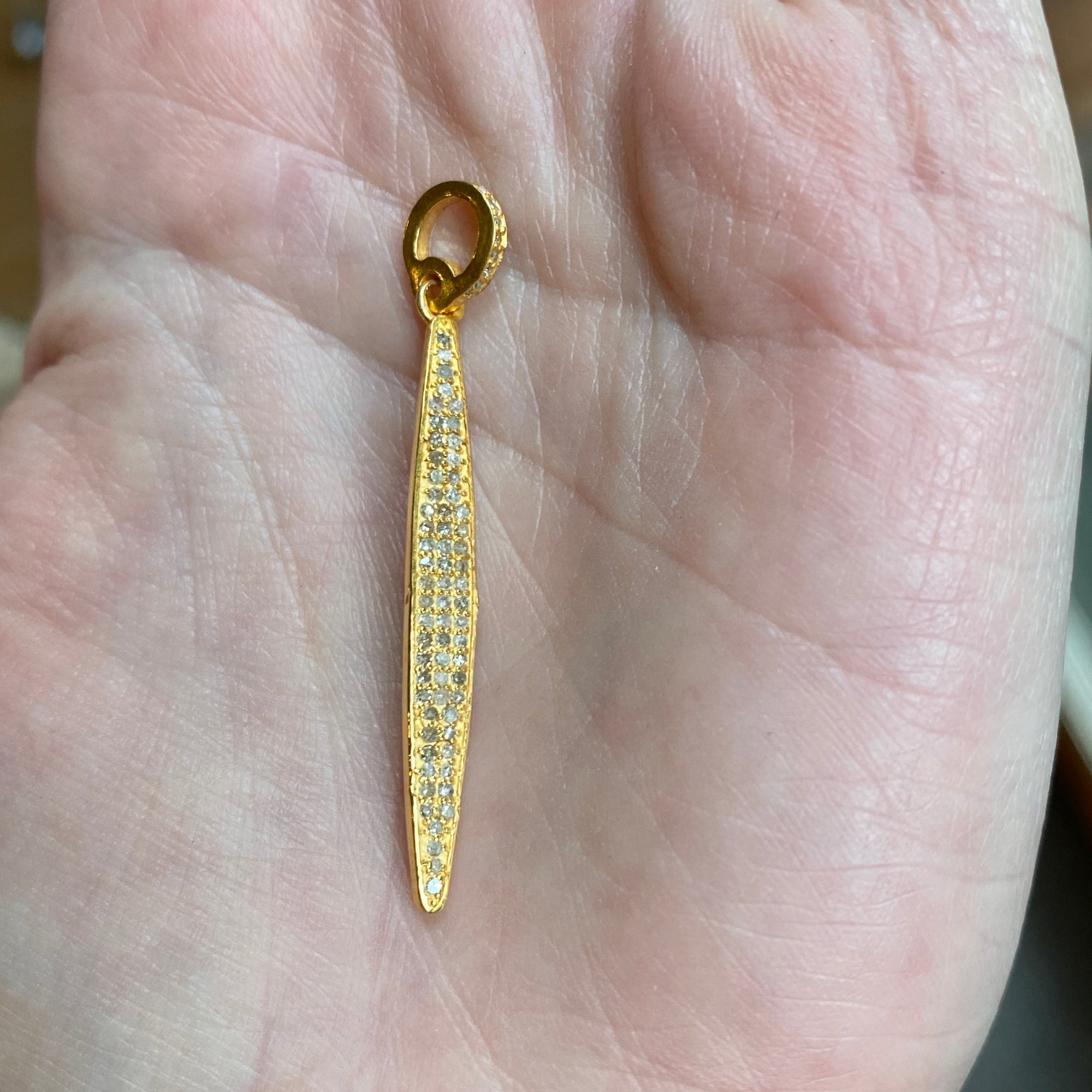 Pave Diamond Gold Spear Pendant