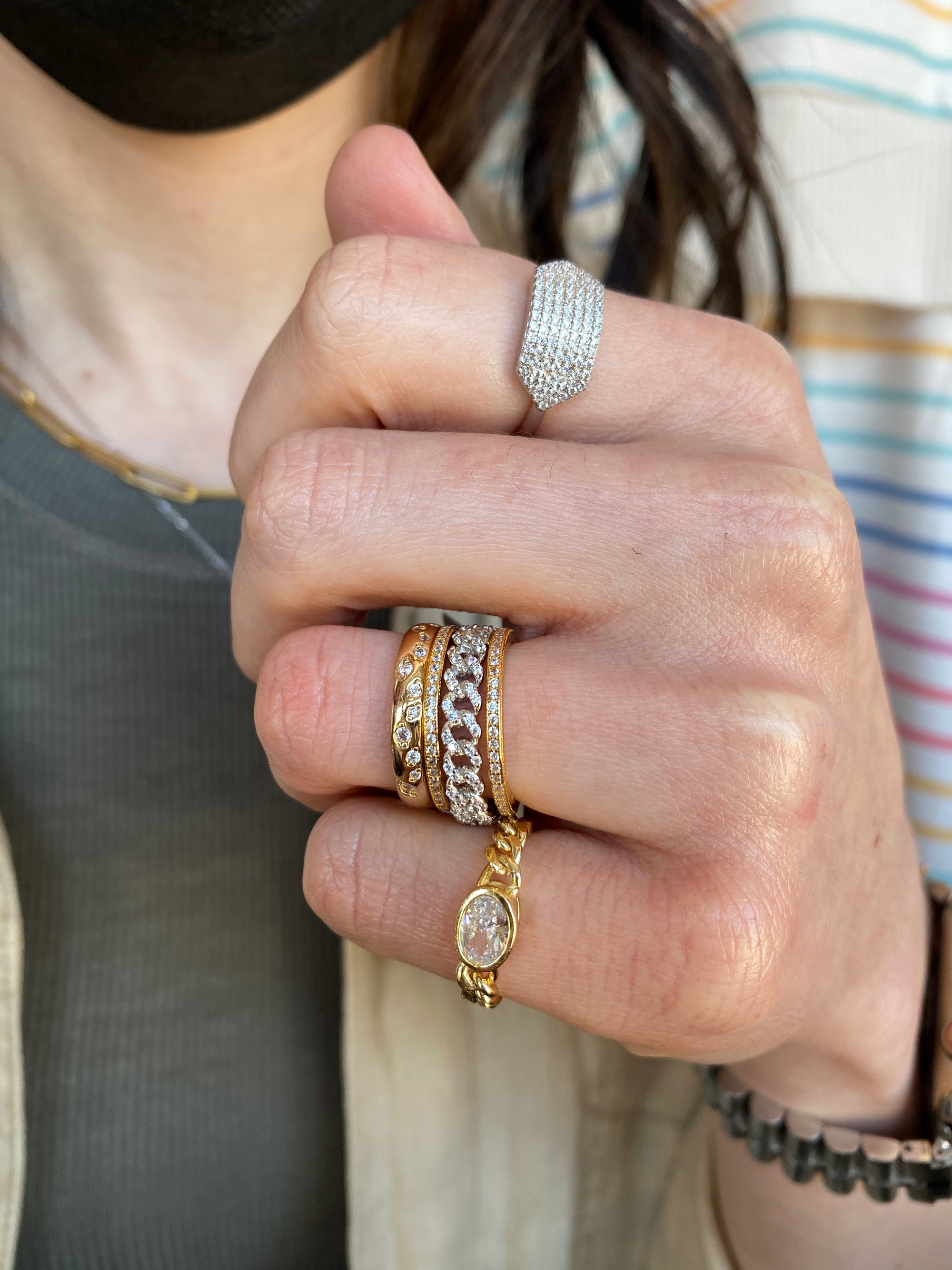 18k Gold Chain Ring, Cuban Link Ring, Dainty Chain Ring, Stacking Ring,  Minimalist Ring, Curb Chain Ring, Gift for Women - Etsy