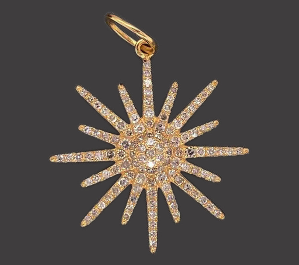 Pave Diamond Gold Sunburst Pendant